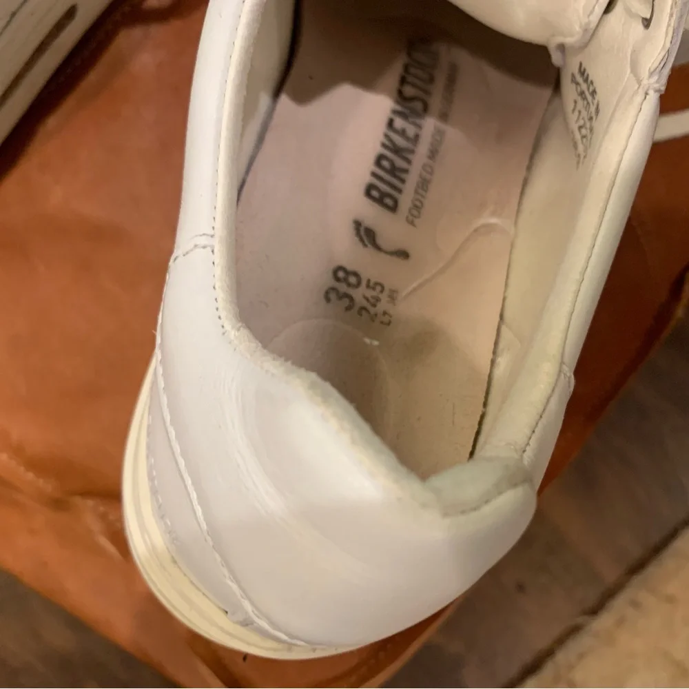 Birkenstock White Leather Lace-Up Sneakers — Classic Low-Top - Picture 3 of 6